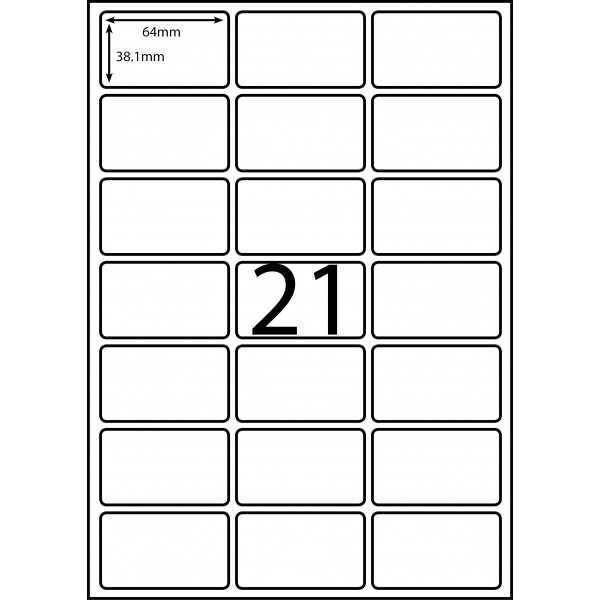 Labels On Sheets 21 Labels Per Sheet 64mm X 38 1mm